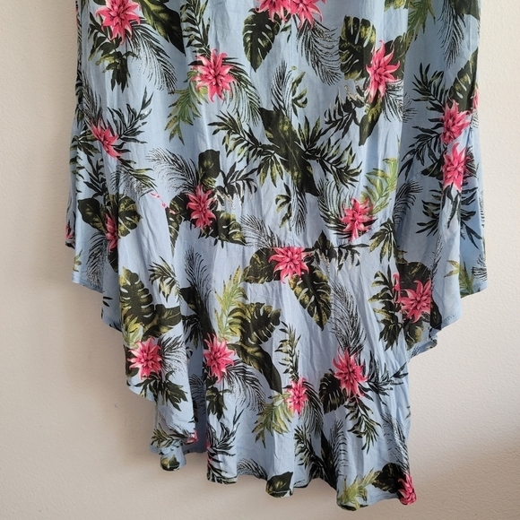 NEW Seek the Label Blue Floral High Low Button Front Skirt Hawaiian Tropical - Picture 9 of 10